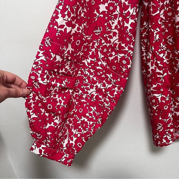 J. Crew Button-front ruffleneck popover in blushing meadow cotton poplin NWT - Picture 8 of 13